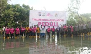 Keterangan foto: YKB Tanjung Perak tanam mangrove di pesisir Greges, Surabaya Utara.