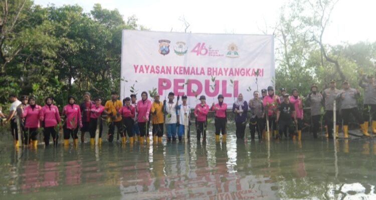 Keterangan foto: YKB Tanjung Perak tanam mangrove di pesisir Greges, Surabaya Utara.