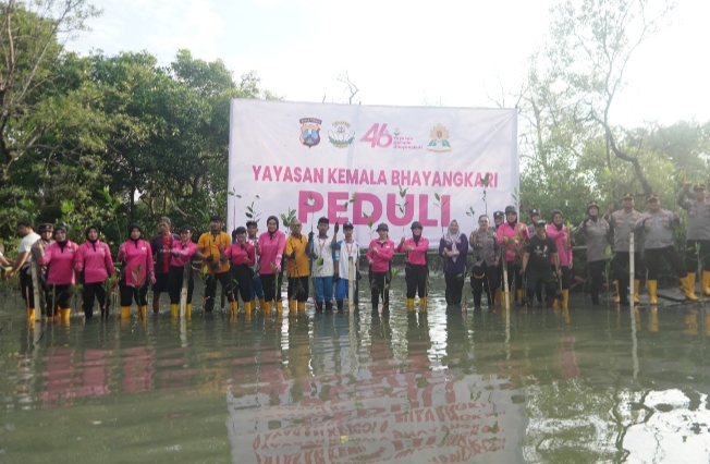 Keterangan foto: YKB Tanjung Perak tanam mangrove di pesisir Greges, Surabaya Utara.