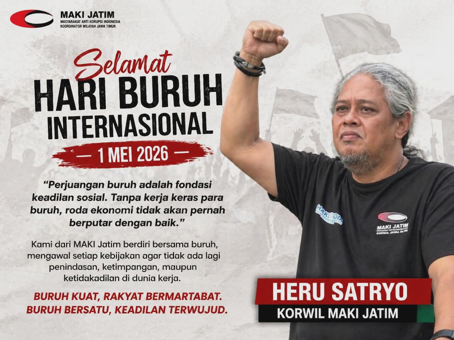 Peringatan May Day 2026 soroti isu kesejahteraan buruh dan keadilan sosial.